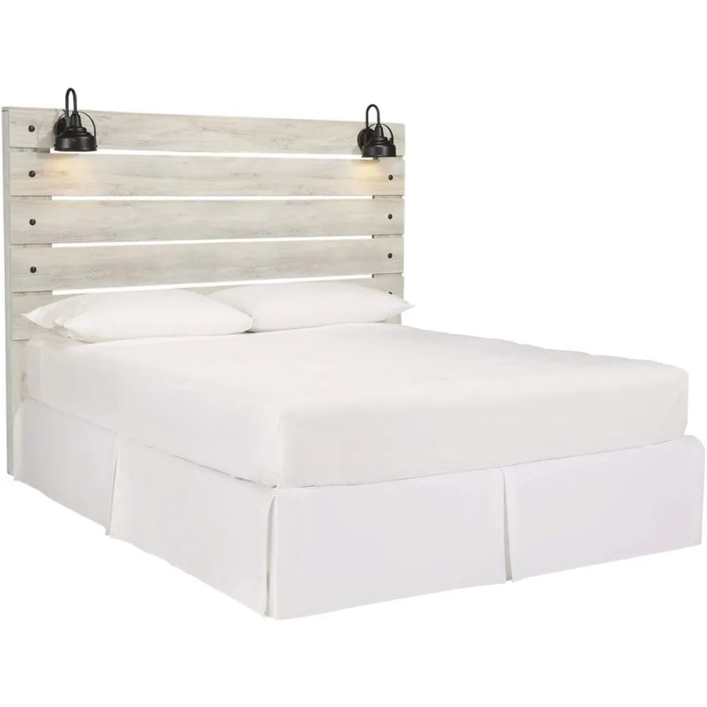 Cambeck Farmhouse Panel Headboard ONLY with USB Charging Stations, King, Whitewash