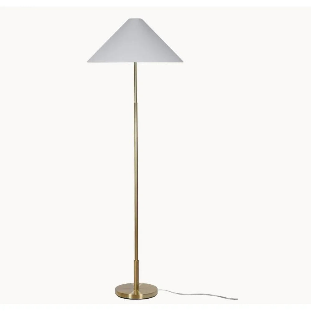 64 Inch Brass Floor Lamp White Empire Shade Elegant Home Lighting Durable Metal Rotary Switch 100W Compatible Living Room Office