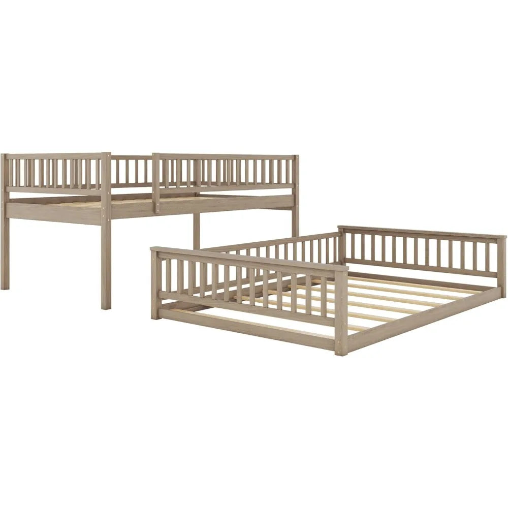 Over Queen Bunk Bed With Inclined Ladder Solid Wood