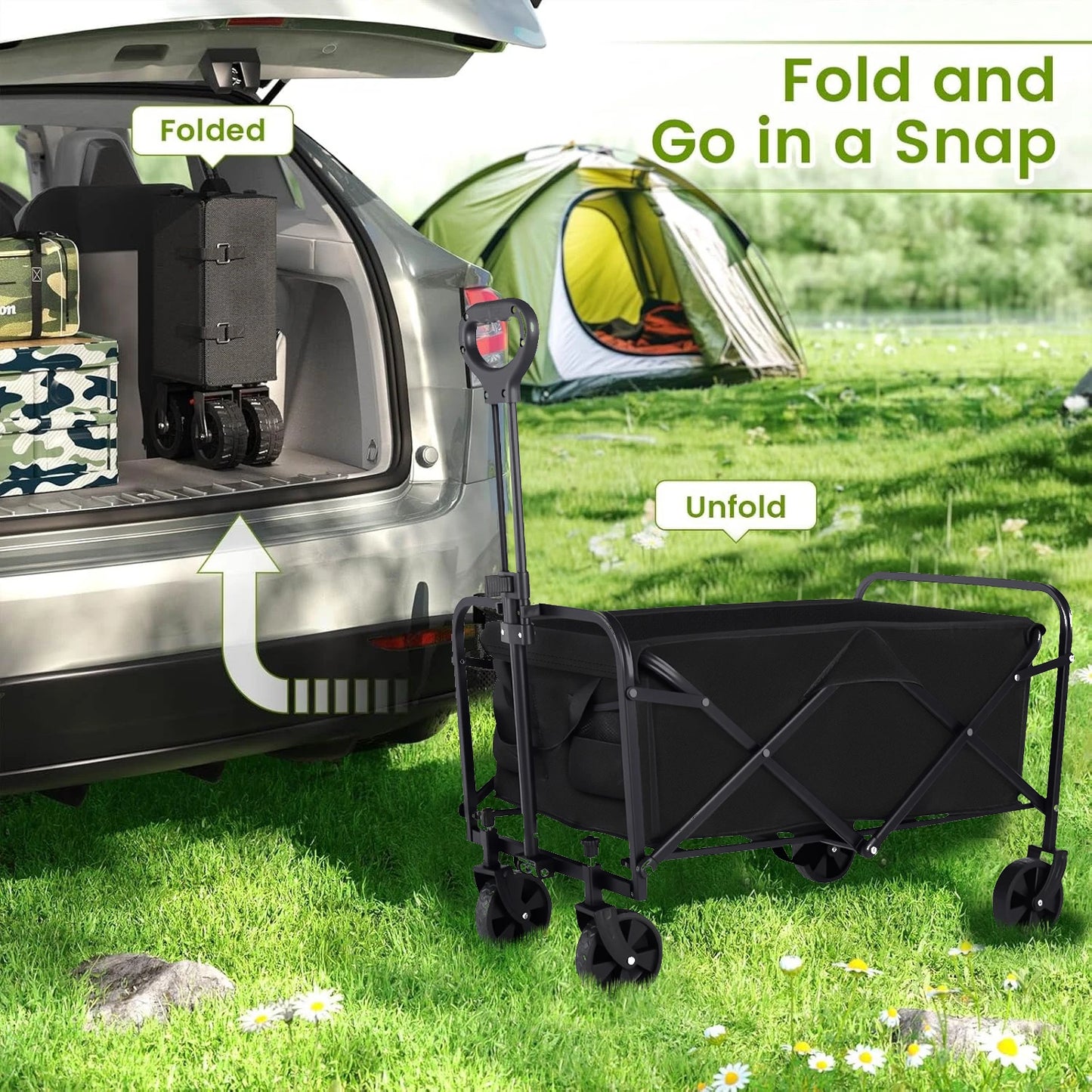 Heavy Duty Foldable Wagon Cart For Groceries And Beach