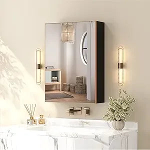 Fully Assembled LED lighted Bathroom Medicine Cabinet with Mirror, 24x32 Inch Bathroom Mirror with Storage, Recessed or Surface