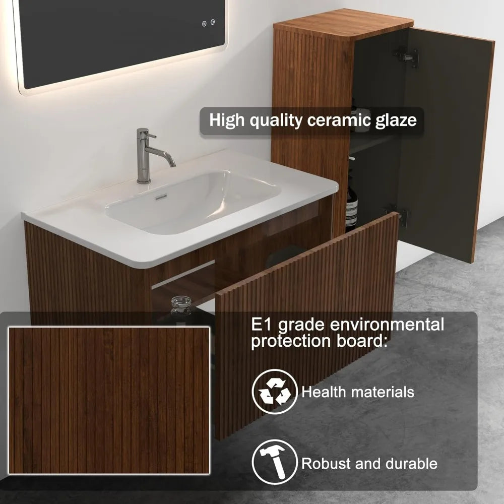 Premium Vanity With Sink Wall Mounted Floating One Piece