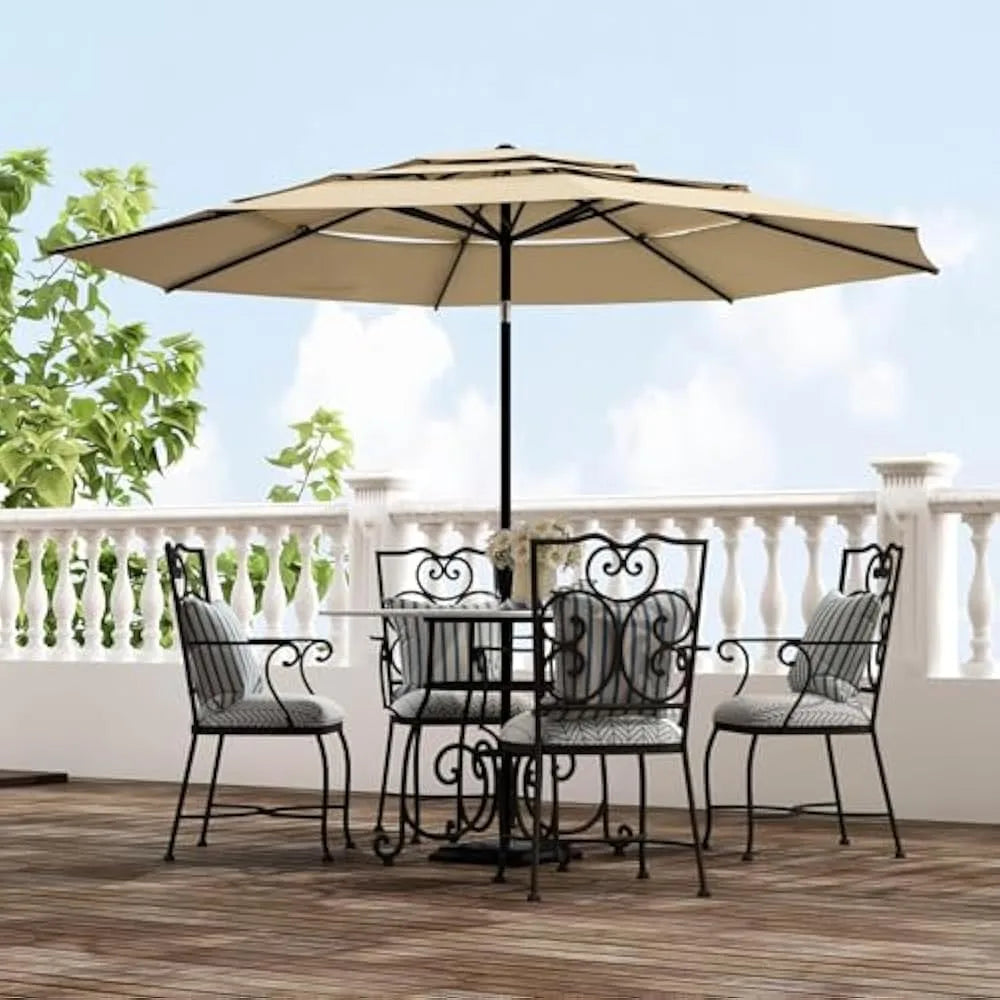 11ft Outdoor Patio Umbrellas for Outside, 3 Tier Vented Market Table Umbrella Windproof for Backyard, Deck, Garden