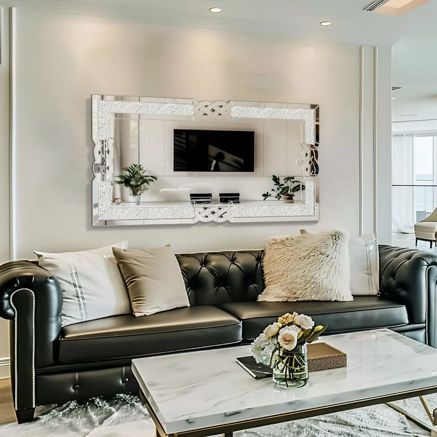 Wisfor Crushed Diamond Wall Mirror Rectangular Glass