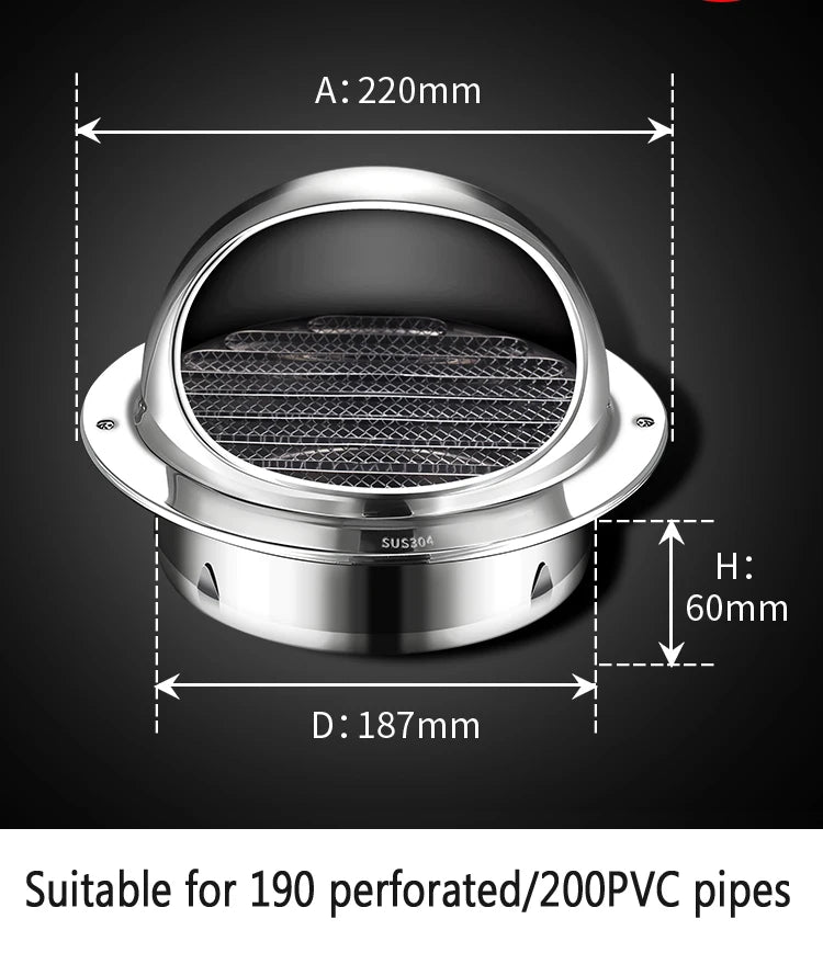 Stainless Steel Wall Ceiling Air Vent Ducting Ventilation Exhaust Grille Cover Outlet Heating Cooling Waterproof Vents Cap