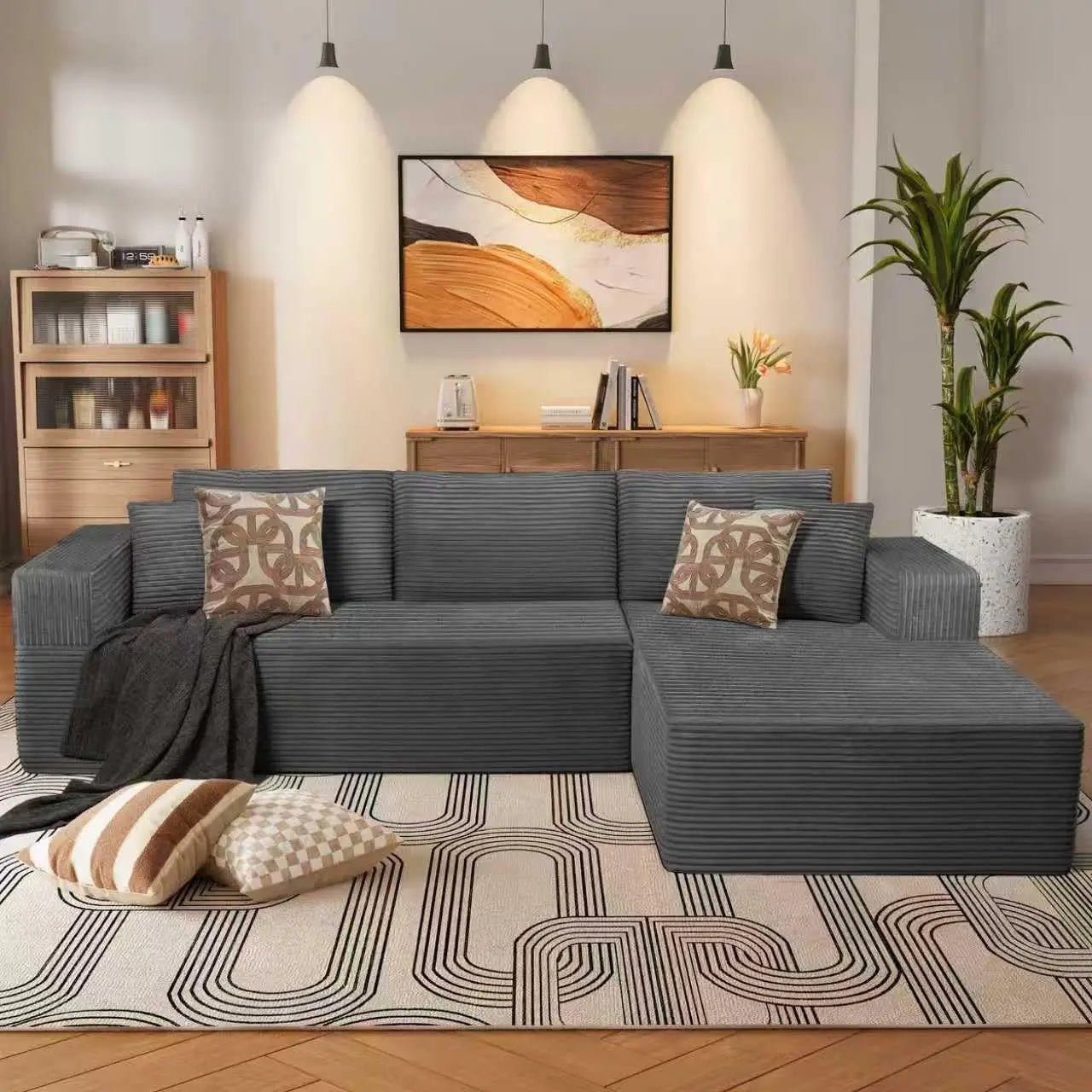 Couches for Living Room with Chaise: Cover Removable to Clean - Boneless Couch - 1200lbs Weight Capacity - Cloud Couch