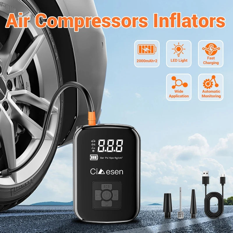 HELLOLEIBOO Wireless Car Air Pump 150 PSI Portable Inflator
