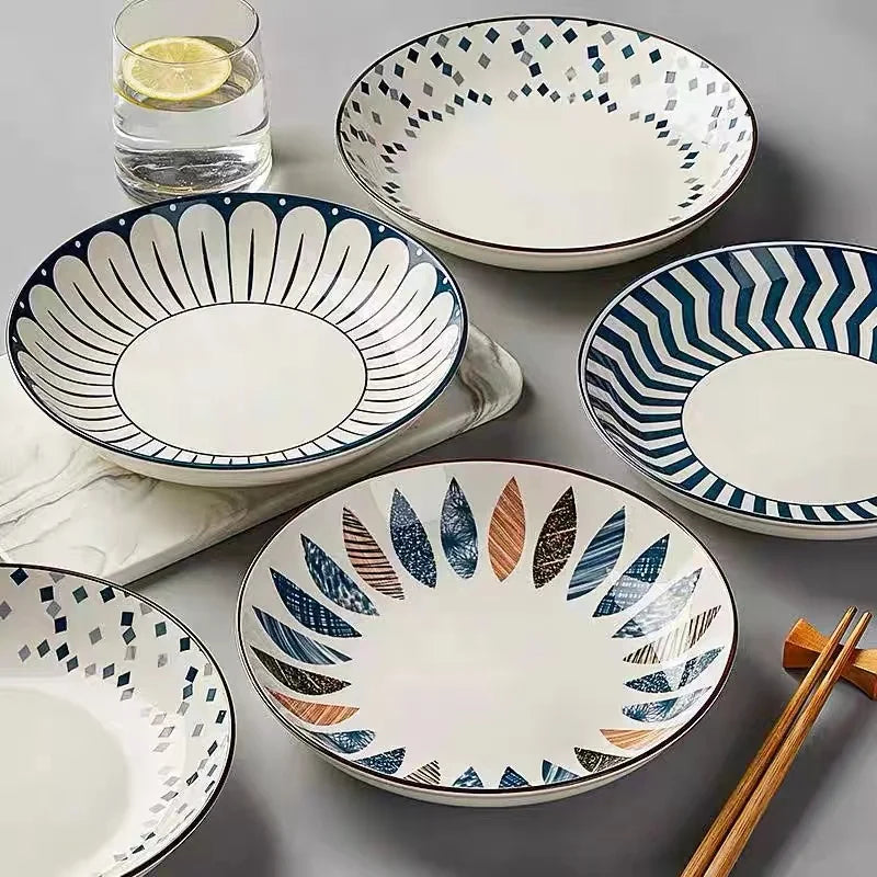 Round Ceramic Plate Set - Elegant Plate Set for Dining