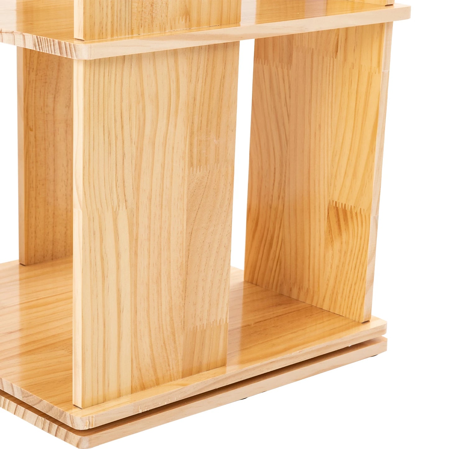 3-Tier Rotating Bookshelf 360° Revolving Bookcase Stackable Spinning Bookshelf Display Bookcase Square Swivel Corner Bookcase