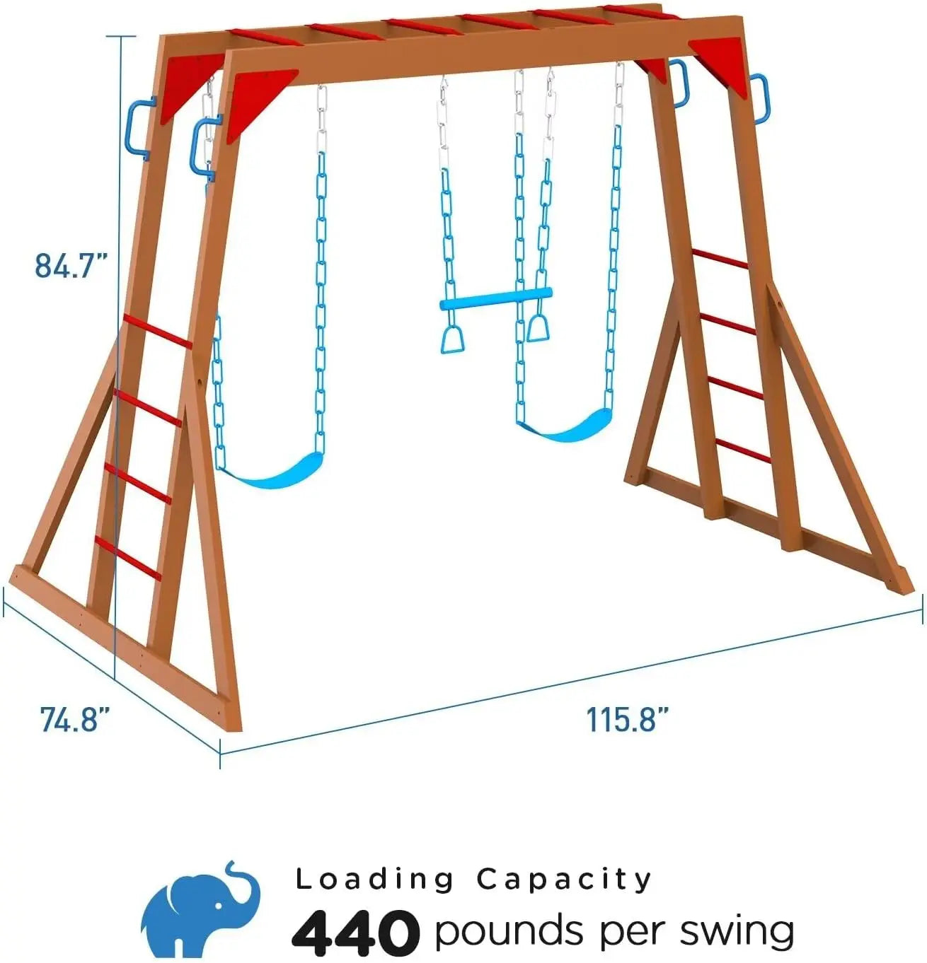 Dolphin Cedar Playground Swing Set With The Monkey Bar