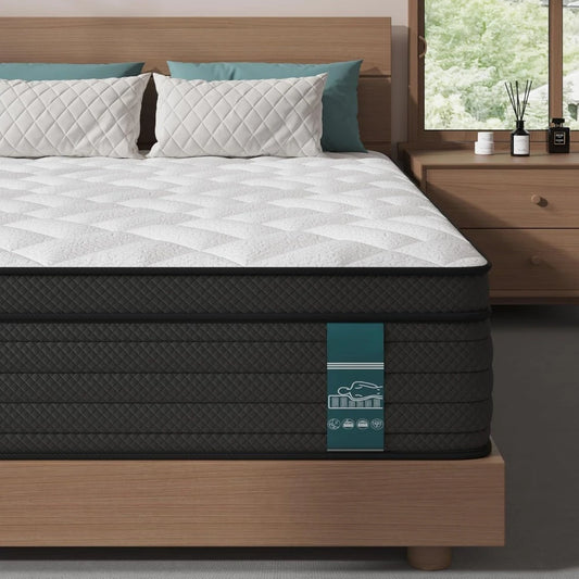 Extra Firm King Mattress 12 Inch -Deep Sleep Hybrid Mattress Pressure Relief - No Sagging Bed in a Box for Back & Side Sleepers