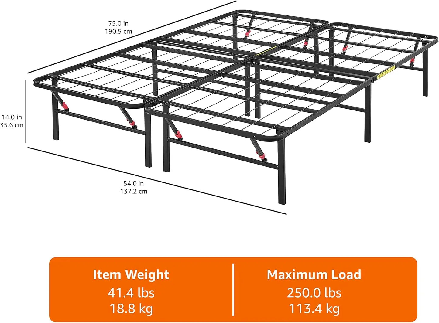 Metal Bed Frame With Storage And Foldable Platform 14 Inch