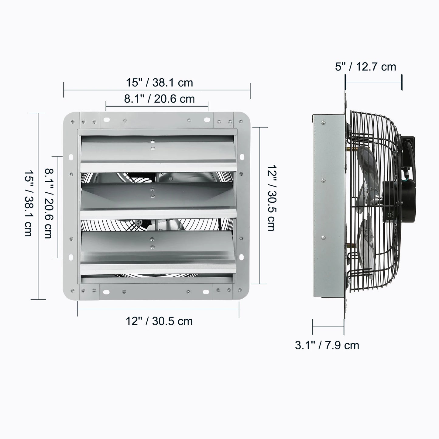 SucceBuy Shutter Exhaust Fan AC/ EC-motor 10-Speed Adjustable Wall Mount Attic Ventilation and Cooling for Greenhouses Garages