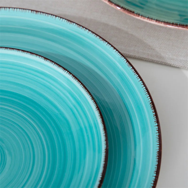 16Pcs Porcelain Dinnerware Set Vintage Ceramic Plate Set with Dinner Plate/Dessert Plate/Bowl/Mug Set Ceramic Dishware Dishes