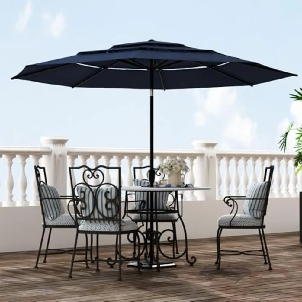 11ft Outdoor Patio Umbrellas for Outside, 3 Tier Vented Market Table Umbrella Windproof for Backyard, Deck, Garden