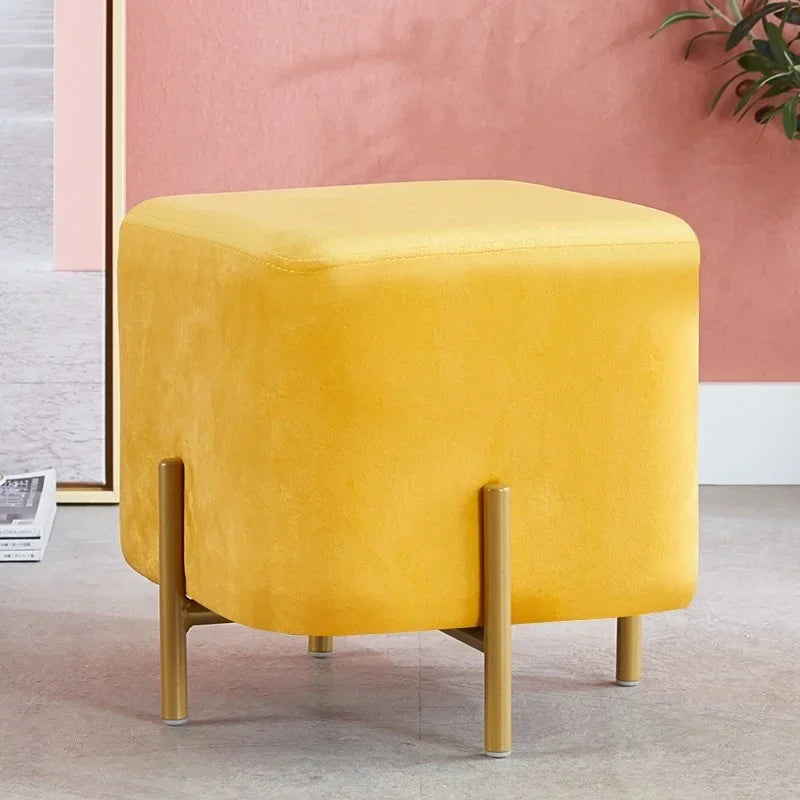 Velvet Dressing Stool With Gold Legs Tassel Ottoman Bench
