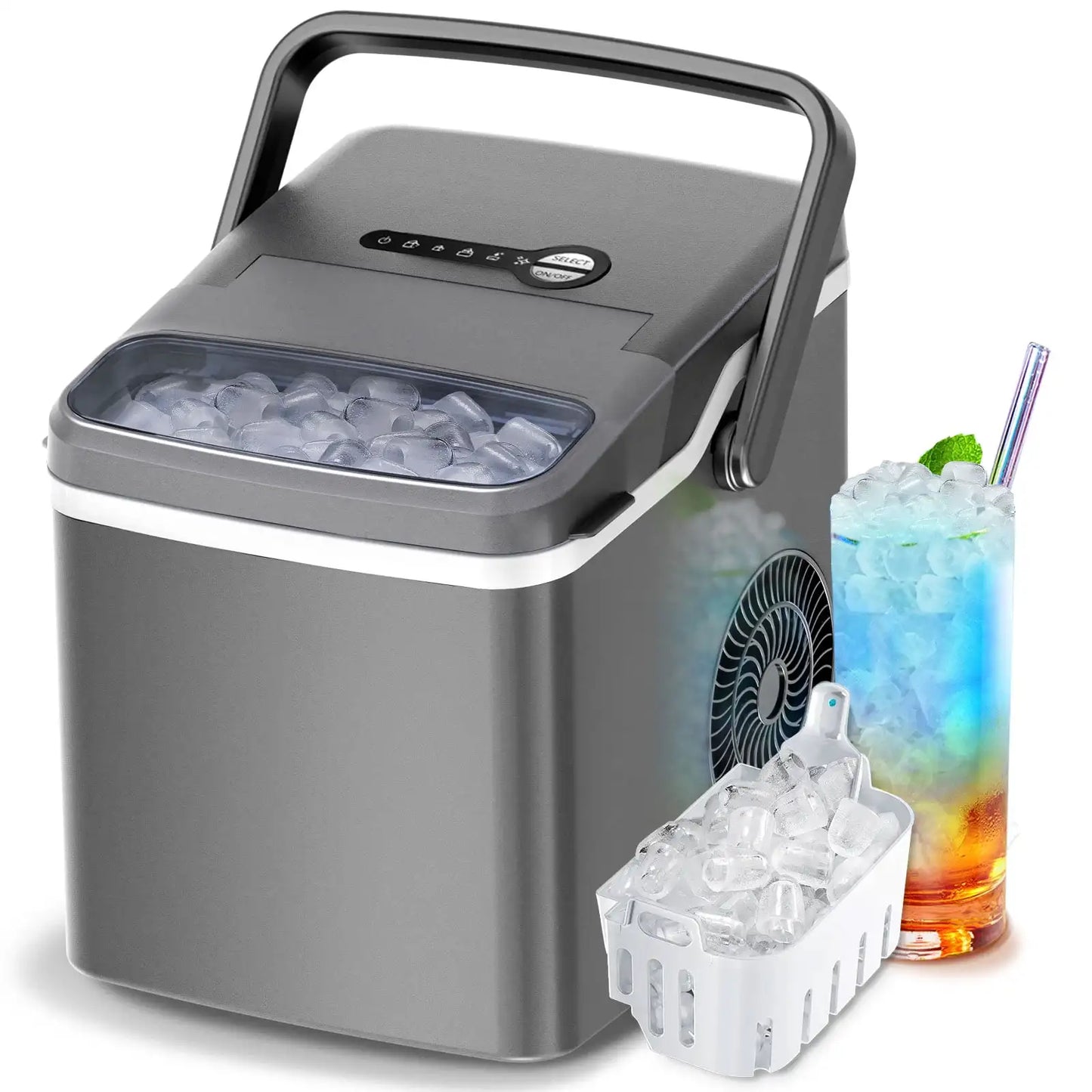 HAOYUNMA Auseo Portable Ice Maker Countertop 6 Mins 8 Cubes