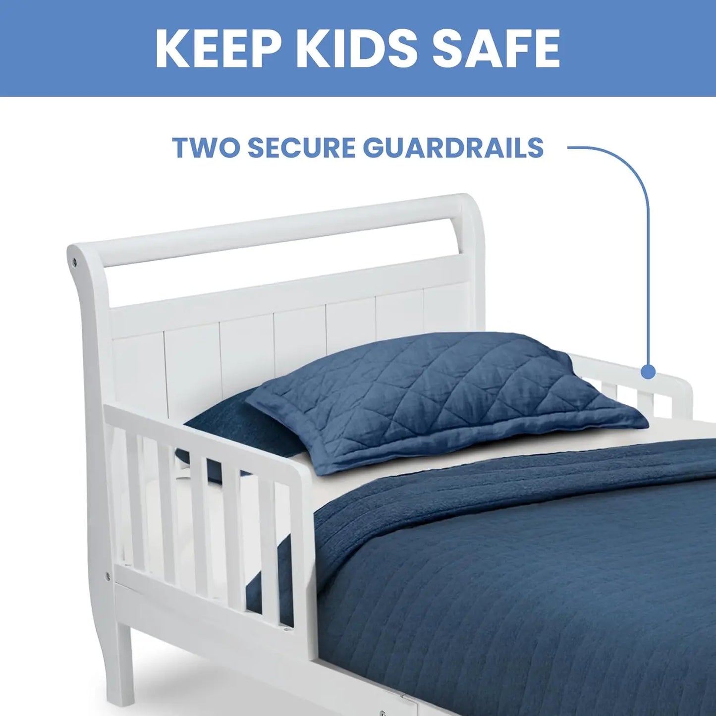 Children Wood Sleigh Toddler Bed, White