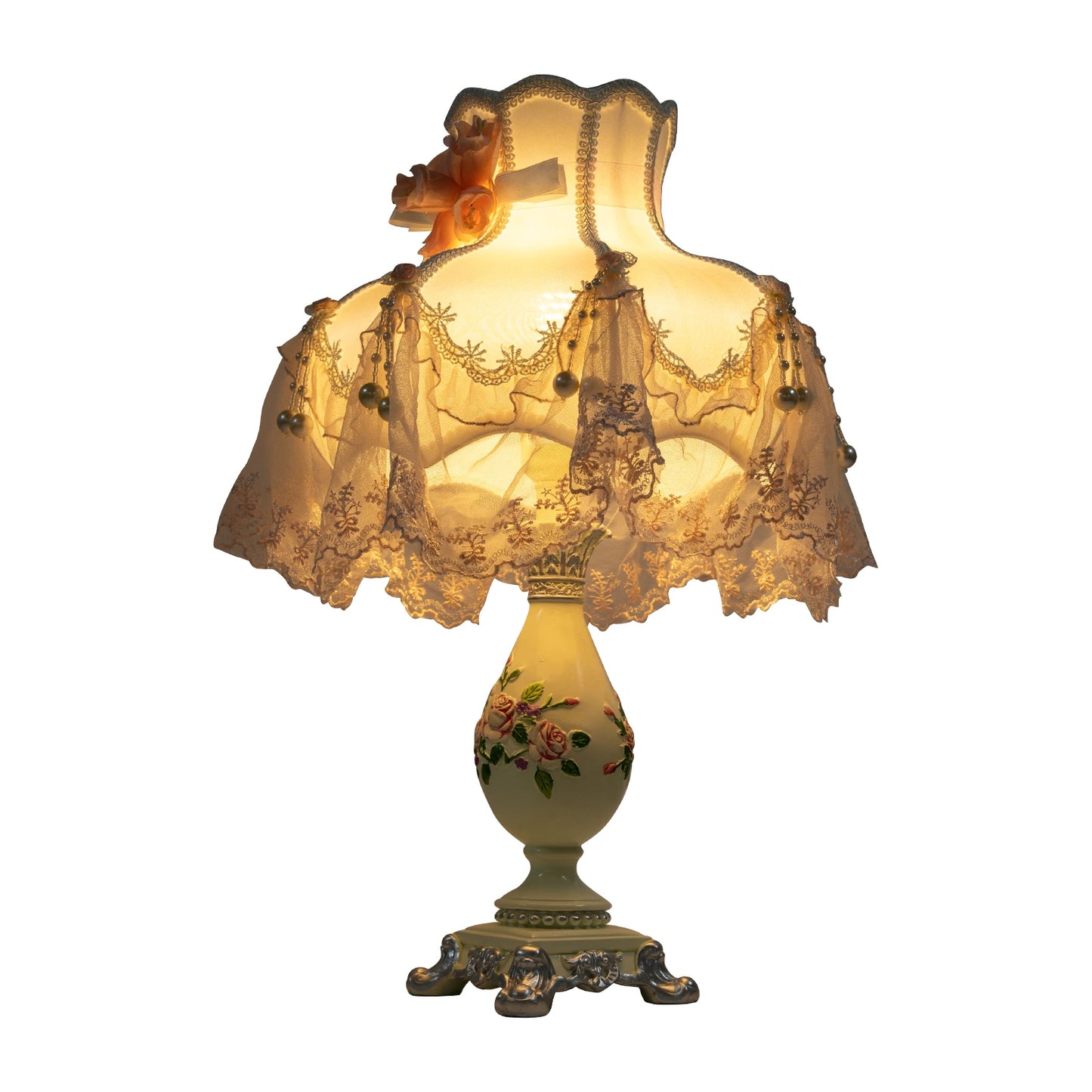 Princess Style Stained Table Lamp with 12.2-inch Wide Lampshade, Pink