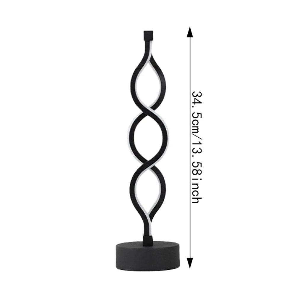 LED Spiral Table Lamp Tricolor Adjustable Brightness Creative Room Decoration Light USB Powered Eye-protection Lamp