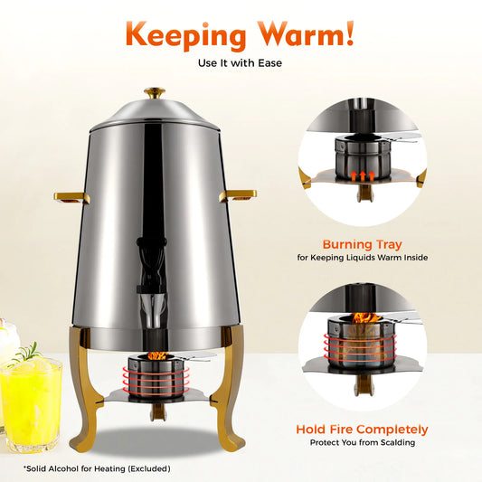 Stainless Steel Hot Beverage Dispenser: Stylish, Durable, Ideal for Keeping Drinks Warm at Hotels, Restaurants, and Events