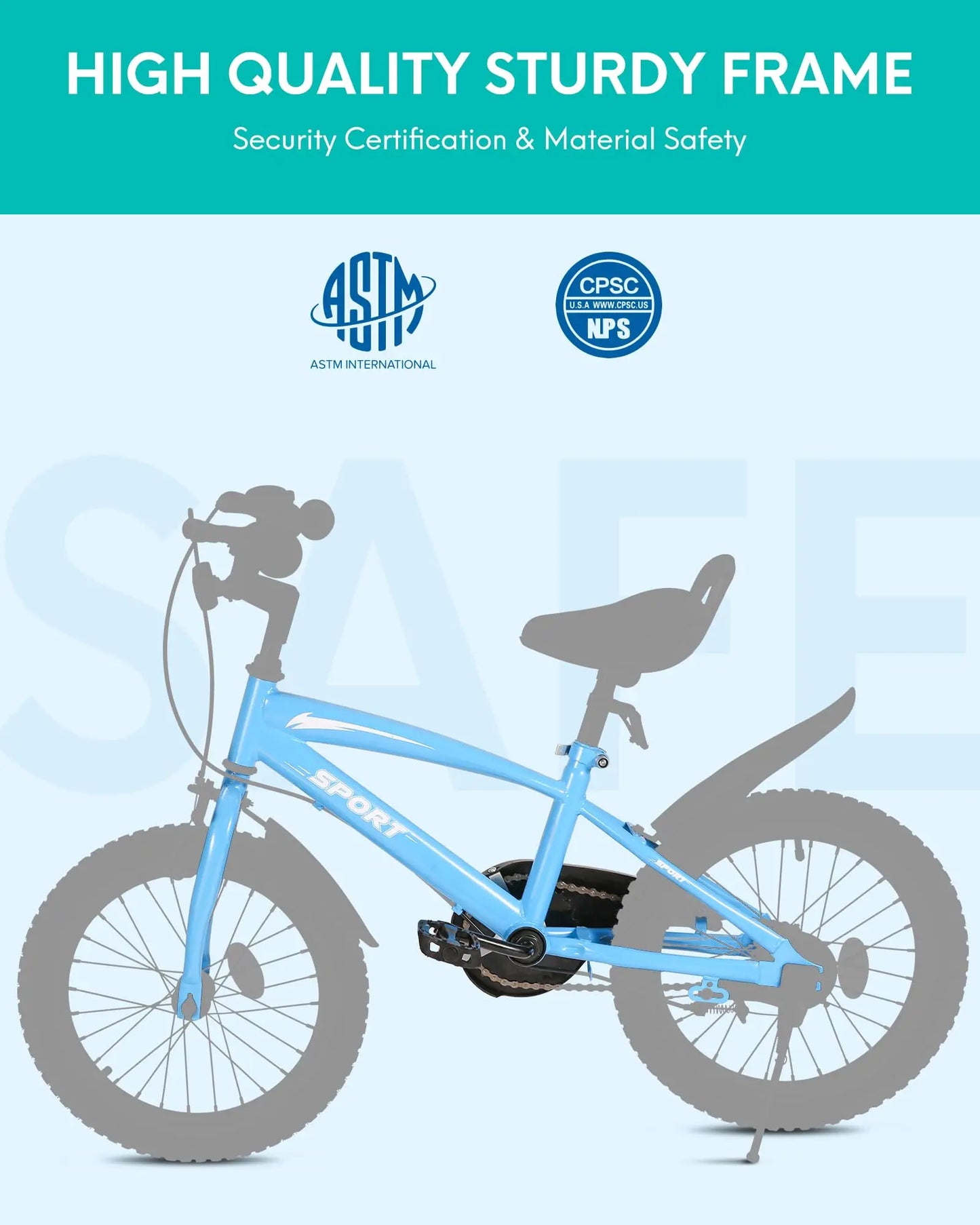 Fork Kids Bike With Training Wheels Dual Handbrakes