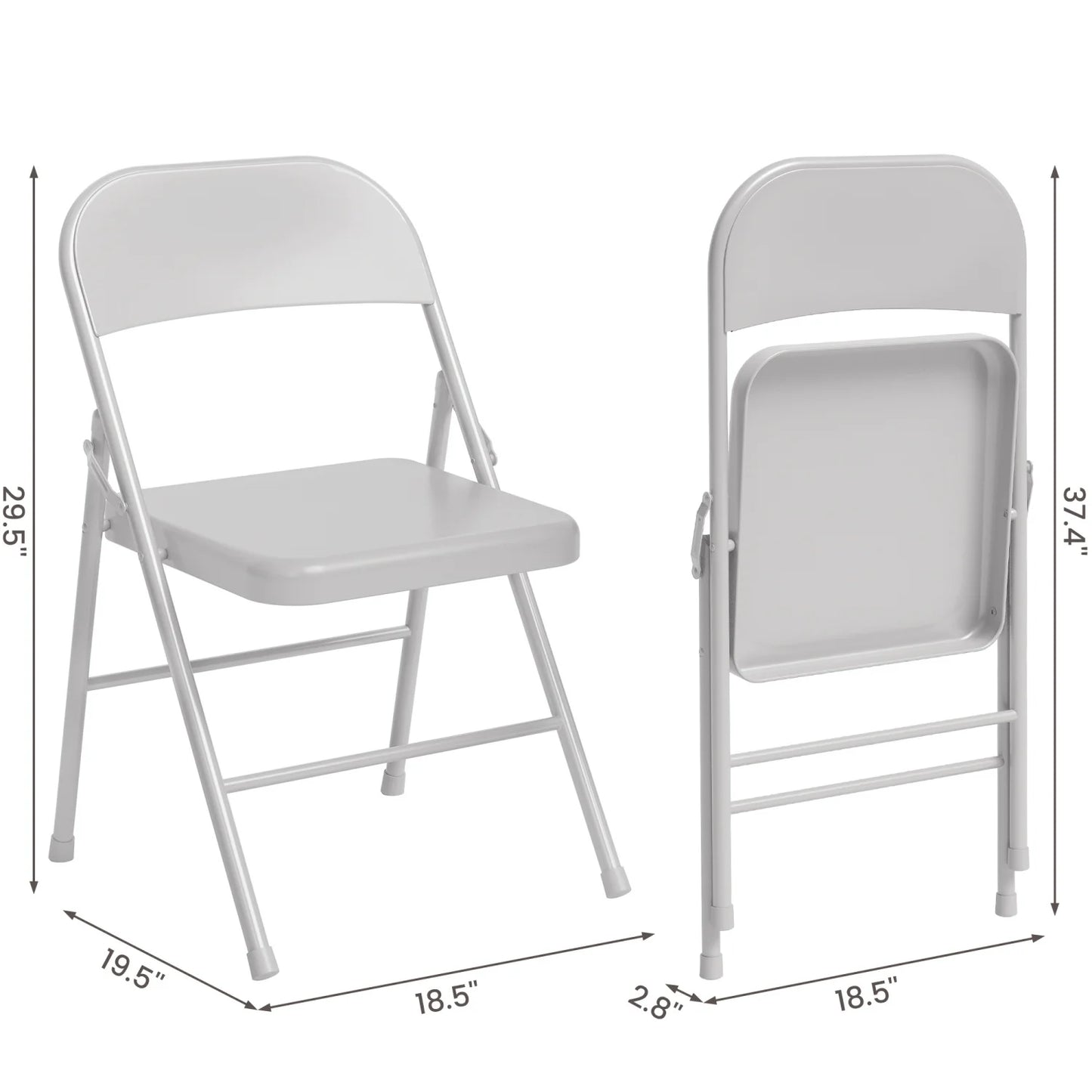 2/4 Piece Folding Chairs for Outdoor Indoor, Portable Stackable Seat with Steel Frame for Events Office Wedding Party