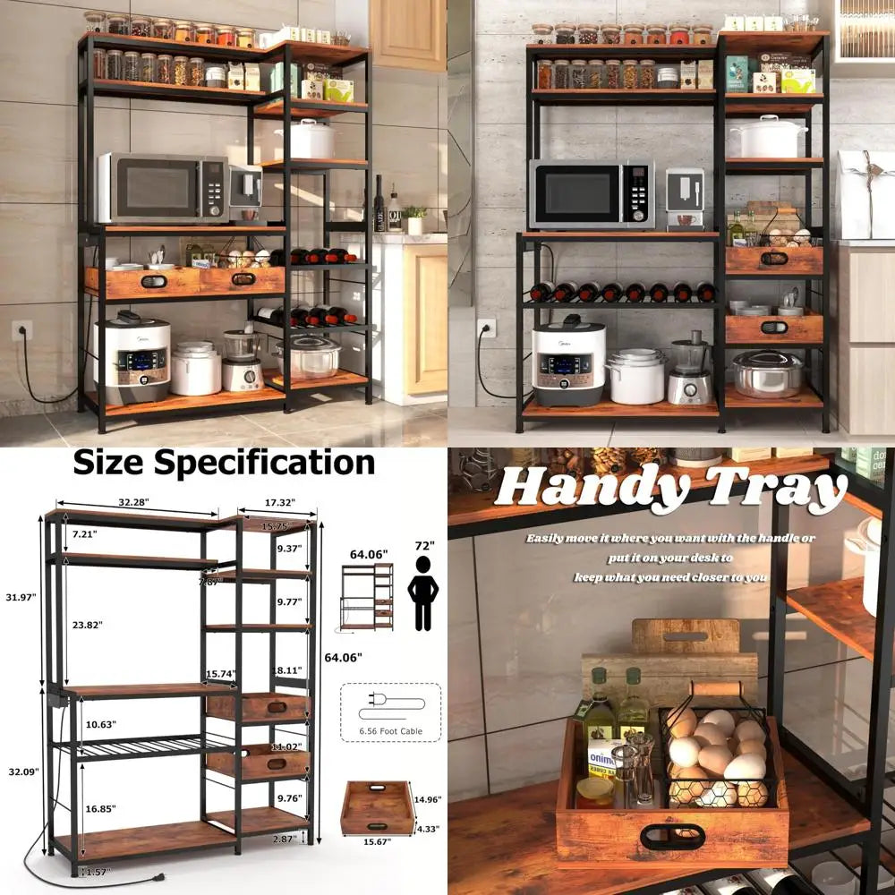 Two-Piece Sideboard Buffet Cabinet Set with 59 Storage and Adjustable Shelves, Accent Storage Cabinet for Home Dining Room