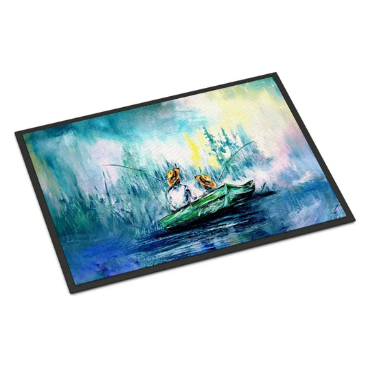Fishing On The Bayou Doormat Front Door Mat Indoor Outdoor Rugs for Entryway Non Slip Washable Low Pile 24H X 36W