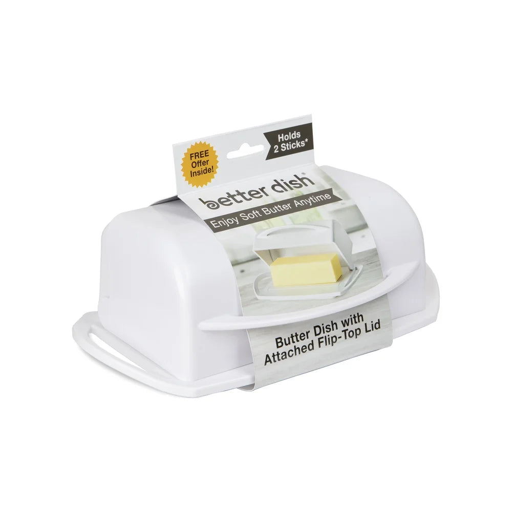 Butter Dish with Flip Top Lid Shatterproof Dishwasher Safe Holds Two Sticks Ideal Kitchen Counter Storage Durable Butter