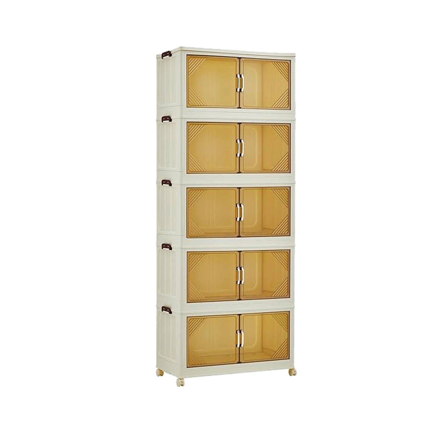 504QT Stackable Storage Bins, Plastic Bins for Storage with Lids,Magnetic Doors,Foldable Collapsible Closet Organizers for Home