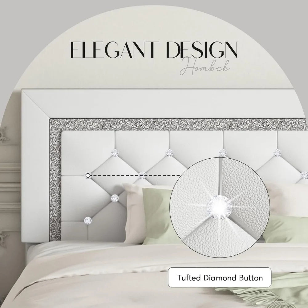 ANGDUOH Platform Bed Frame With Upholstered Headboard