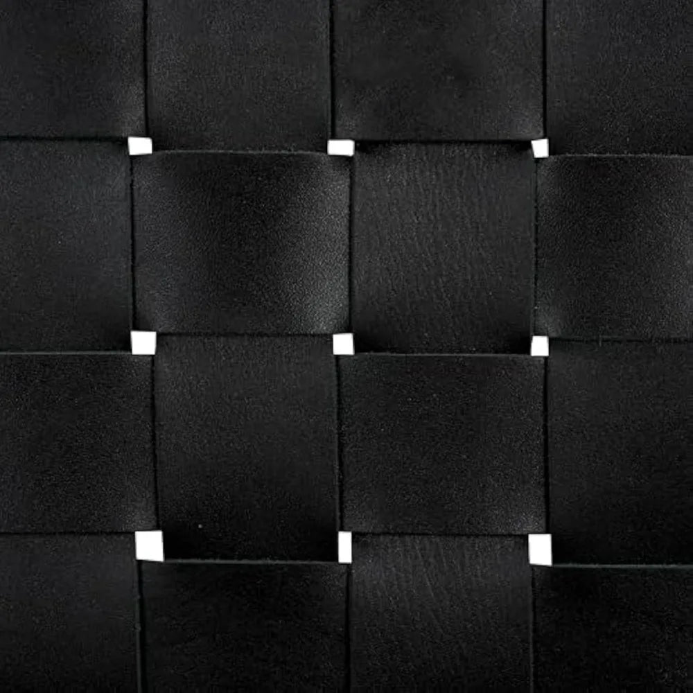 Home Collection Taika Black Woven Leather/Black Solid Wood Dining Chair Set of 2 (Fully Assembled)