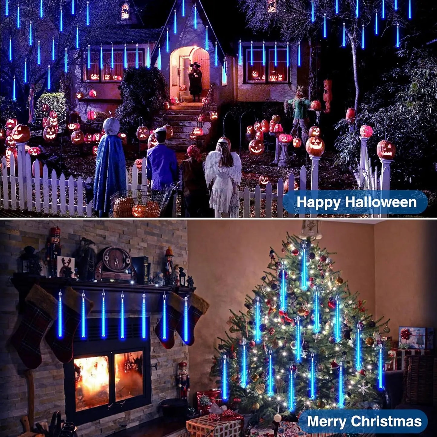 Falling Rain Light, 8 Tubes LED Falling Rain Light Outdoor Decorative Light for Christmas Tree and Festive Wedding  Decorations