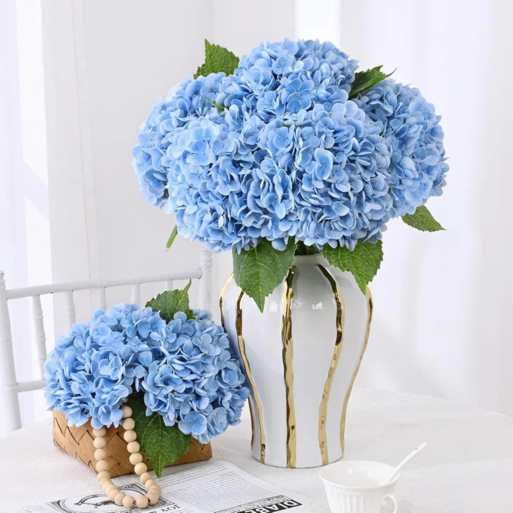 4pcs Large Hydrangea Artificial Flowers Blue Green Artificial Hydrangea Flower Branches Wedding Bouquet Flower 45cm/17.71in