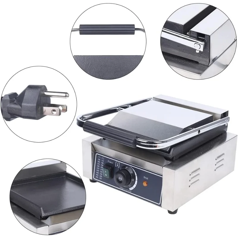XMSJ Commercial Panini Press With Adjustable Temperature