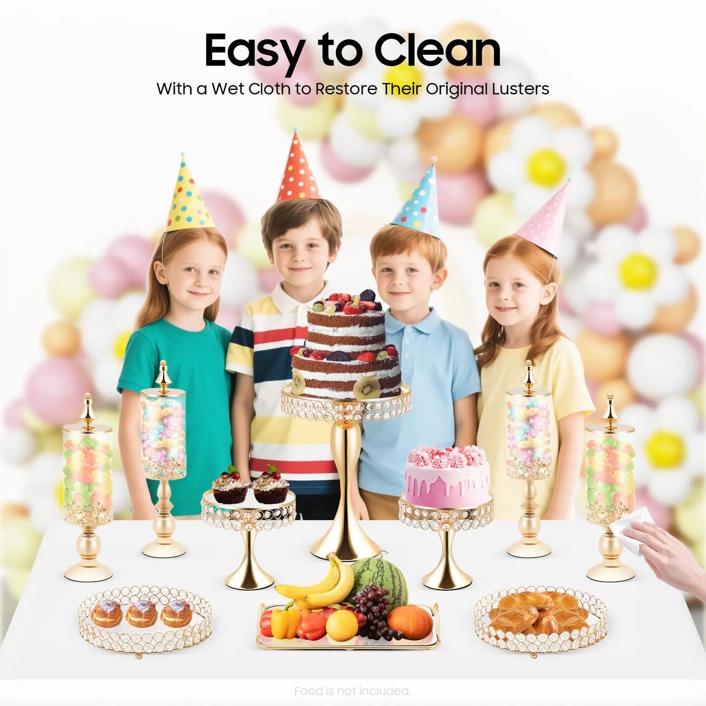 10 Pcs Cake Stand Set Gold Crystal Dessert Table Plate Set,Metal Cupcake Tray Candy Fruit Display Tower for Wedding Afternoon Tea