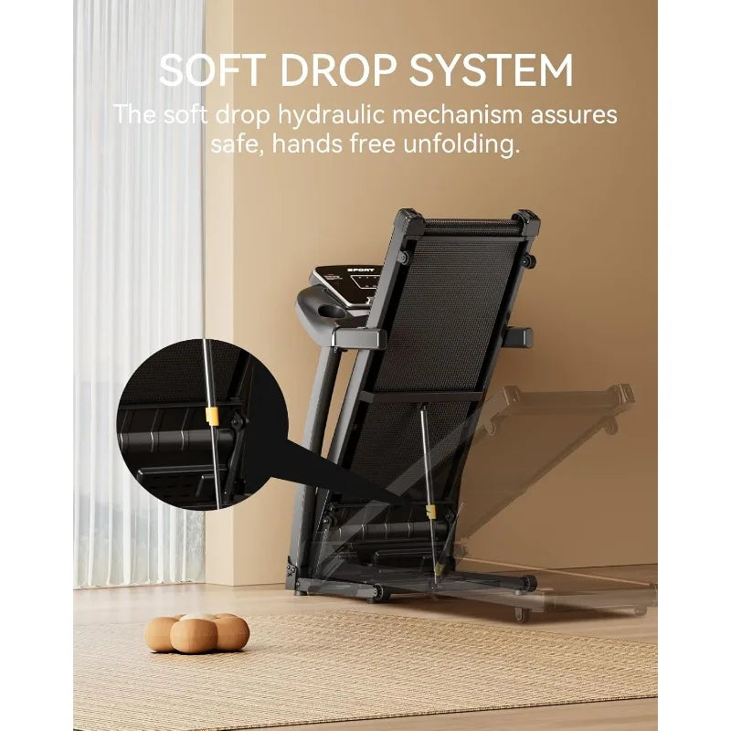 Treadmill with Incline, Treadmills for Home, 0-15% Auto Incline, 3.0HP Folding Treadmills for Running Walking