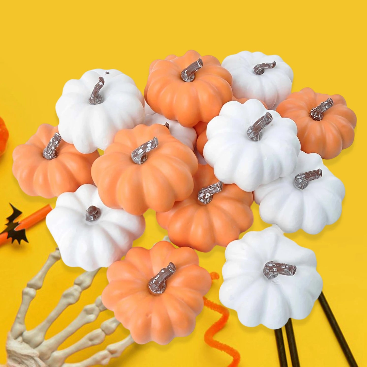 Set of 6 Mini Pumpkin Decorations for Halloween Thanksgiving Fall - Perfect for Home Table Indoor and Outdoor Decor