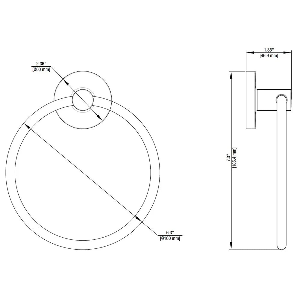 Modern Round 3-Piece Bath Accessory Set Towel Bar Towel Ring Toilet Paper Holder Chrome Durable Metal Easy Install