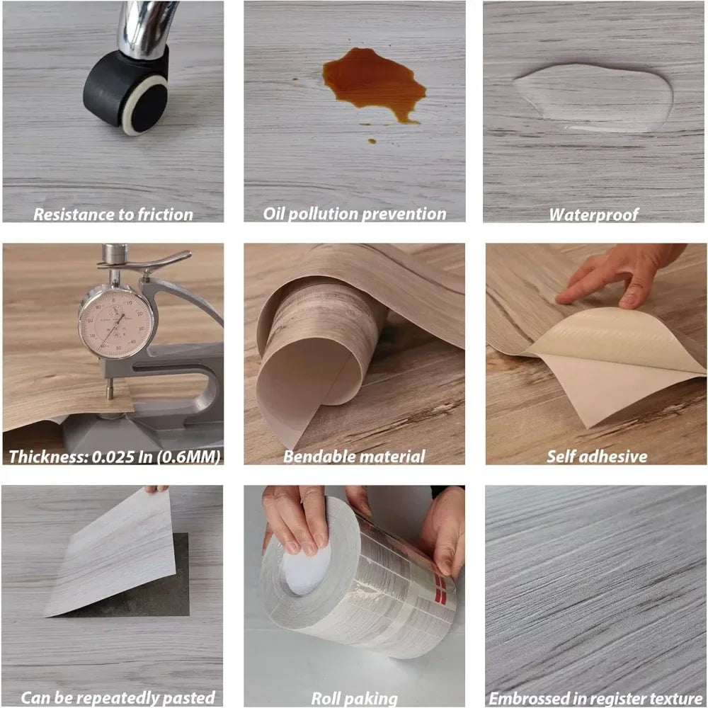 36 Pack 54 Sq.Ft , Waterproof Peel&Stick Floor Tile, Self-Adhesive DIY Flooring Tiles for Bedroom, Living Room, Bathroom