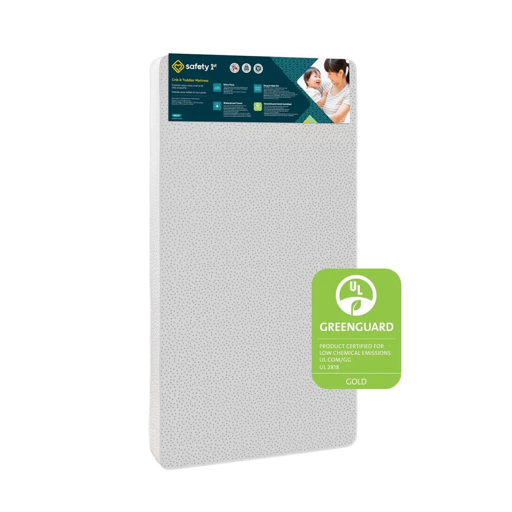 High Density Firm Baby Toddler Mattress Waterproof Stain Resistant Vinyl Cover Crib Toddler Bed GREENGUARD Certified Lightweight