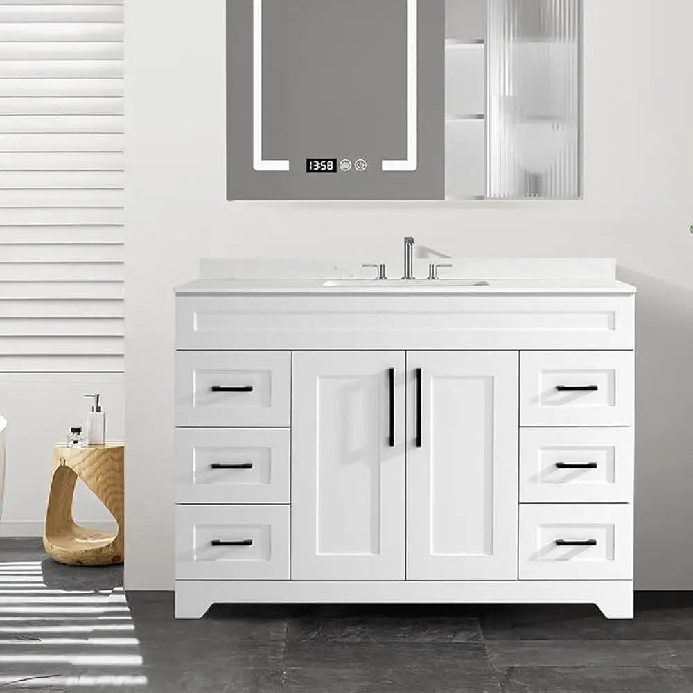XMSJ Modern Bathroom Vanity With Engineered Marble Sink