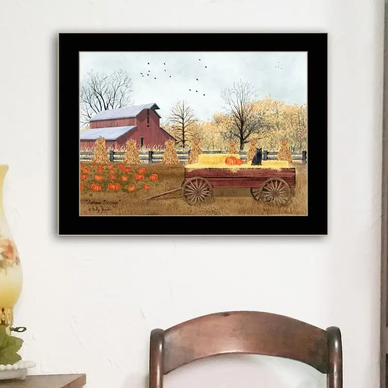 Autumn Blessings Framed Print - Ready to Hang, Black Framing, Seasonal Wall Art