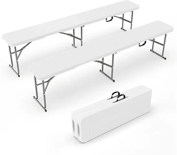 VINGLI 6 feet Plastic Folding Bench,Portable in/Outdoor Picnic Party Camping Dining Seat, Garden Soccer Multipurpose Entertainin