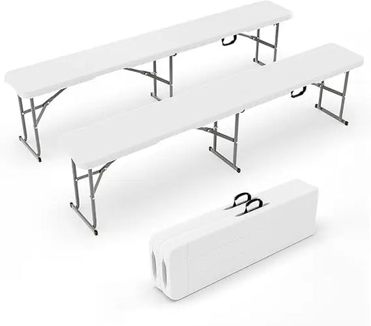VINGLI 6 feet Plastic Folding Bench,Portable in/Outdoor Picnic Party Camping Dining Seat, Garden Soccer Multipurpose Entertainin