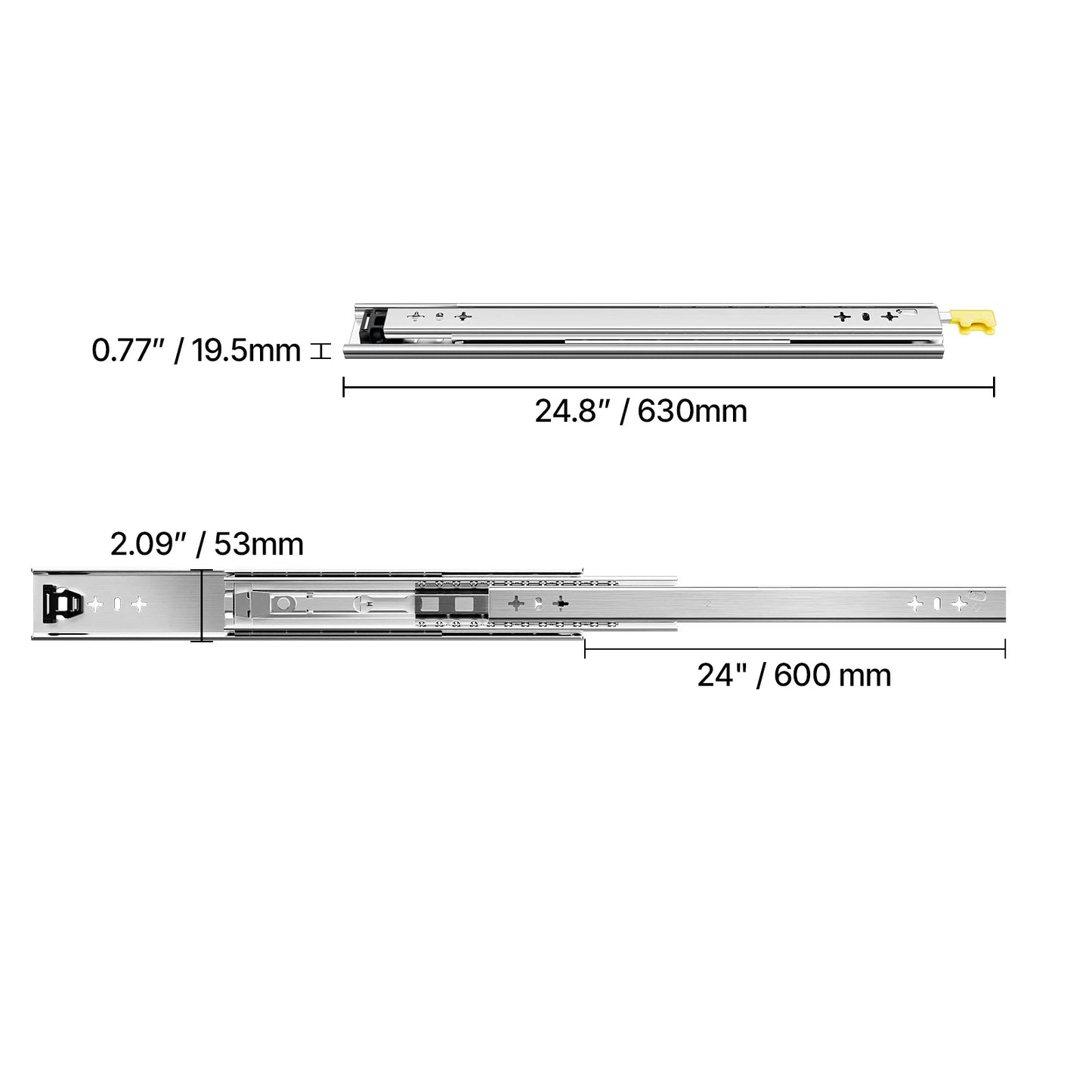 VEVOR Set of 2 Drawer Rails Sizes Ranging from 16 to 60 in 250 lbs Weight Limit Lockable Drawer Rails Ball Bearing Side Mount