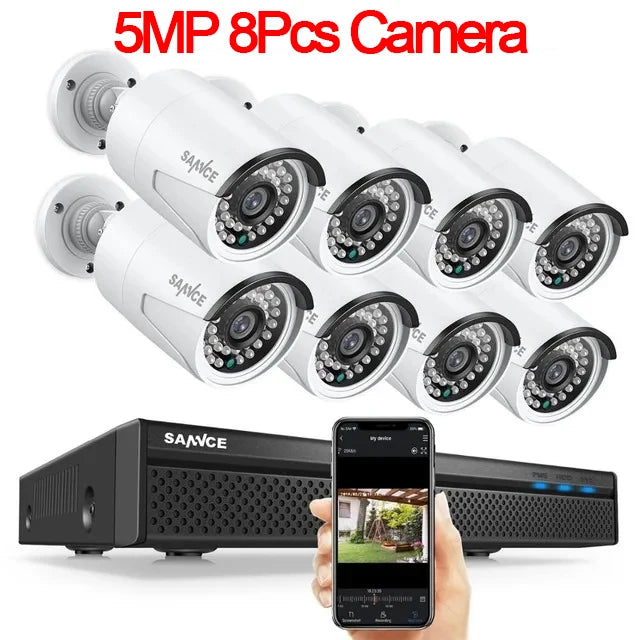 SANNCE 8CH 8MP Wired NVR POE Security Camera System 5MP IP66 Outdoor IR-CUT CCTV Canera Video Surveillance Video Recorder Kit