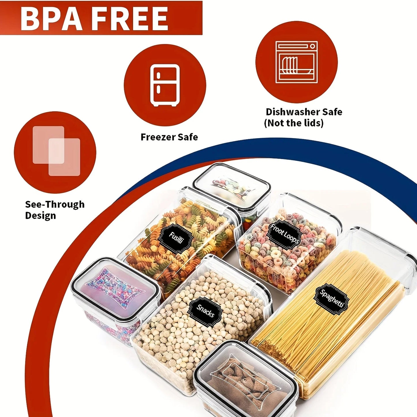 24Piece Airtight Food Storage Containers Set BPA-Free Plastic Canisters for Cereal Flour Sugar Pantry Organization with 40Labels