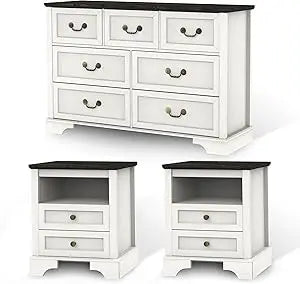 RBXC Farmhouse Bedroom Set 3 Rustic Dresser Nightstands
